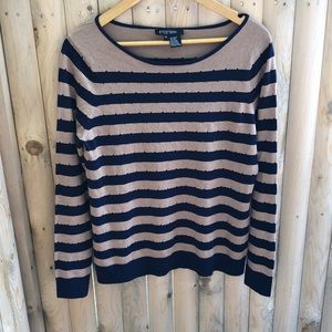 Etcetera Tan and Black Striped Sweater